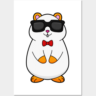 Hamster with Sunglasses & Bow tie Posters and Art